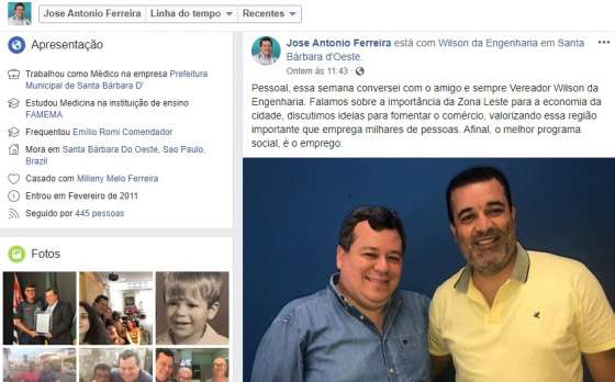 Dr. José posta foto com ex-vereador investigado