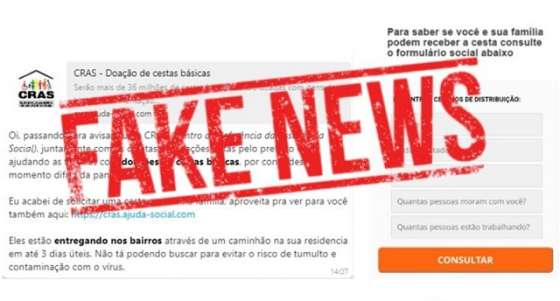Fakenews SM. Link para distribuição de cestas básicas é falso